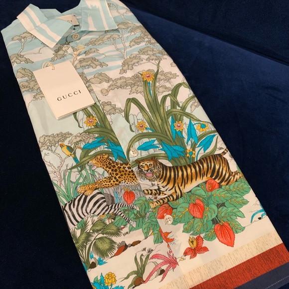 Gucci boys savanna printed short sleeve button down shirt - Picture 1 of 5